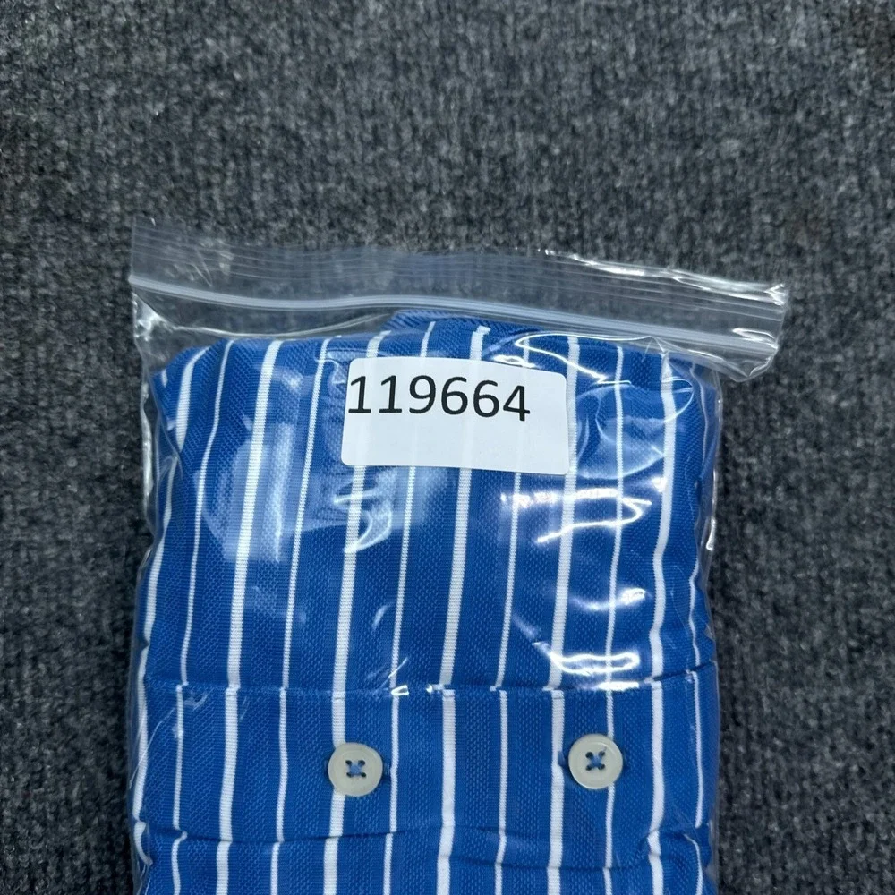 adidas Climalite Polo Shirt Mens Size 2XL XXL Blue‎ Striped Golf Active